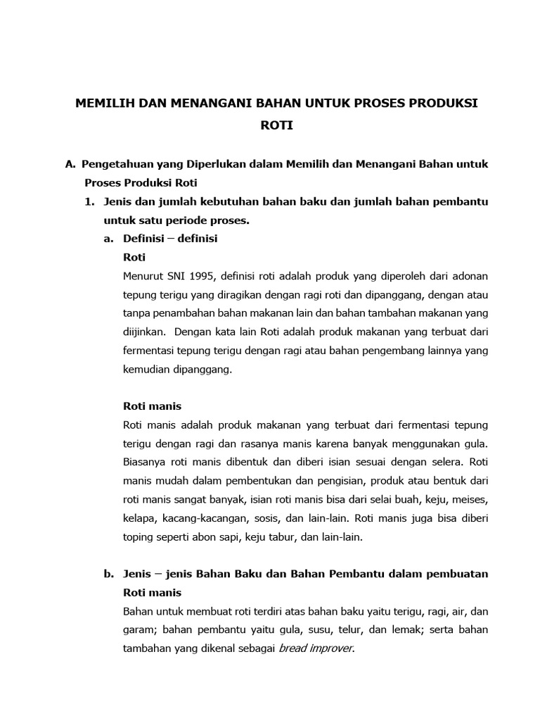 Memilih Bahan untuk Produksi Roti | PDF