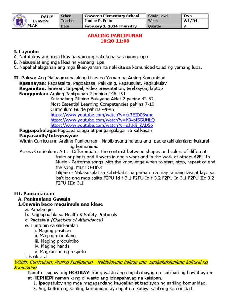 COT AP DLP Q1 W1 D1 FEB 1 2024 Version2 | PDF