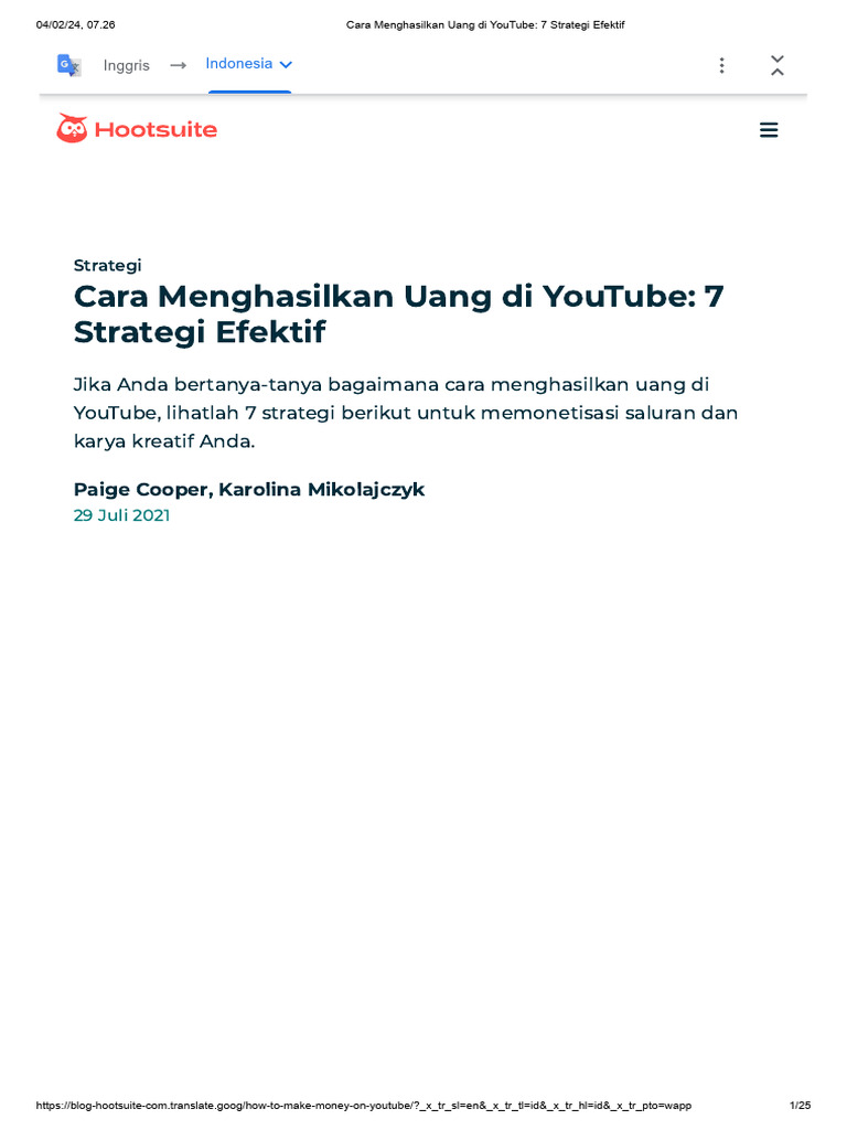 Cara Menghasilkan Uang Di Youtube 7 Strategi Efektif Pdf Bisnis
