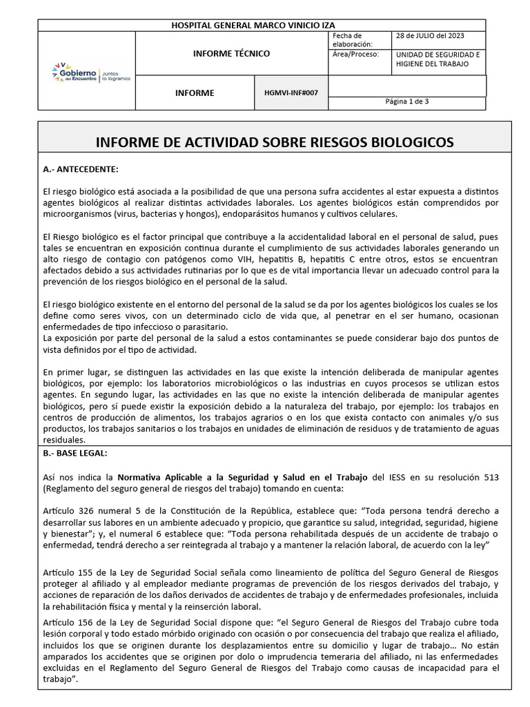 INFORME RIESGOS BIOLOGICOS-signed-signed-signed | PDF | Infección ...