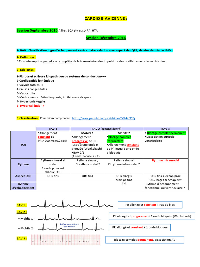 Bloc de conduction et SCA en cardiologie | PDF | Insuffisance cardiaque ...