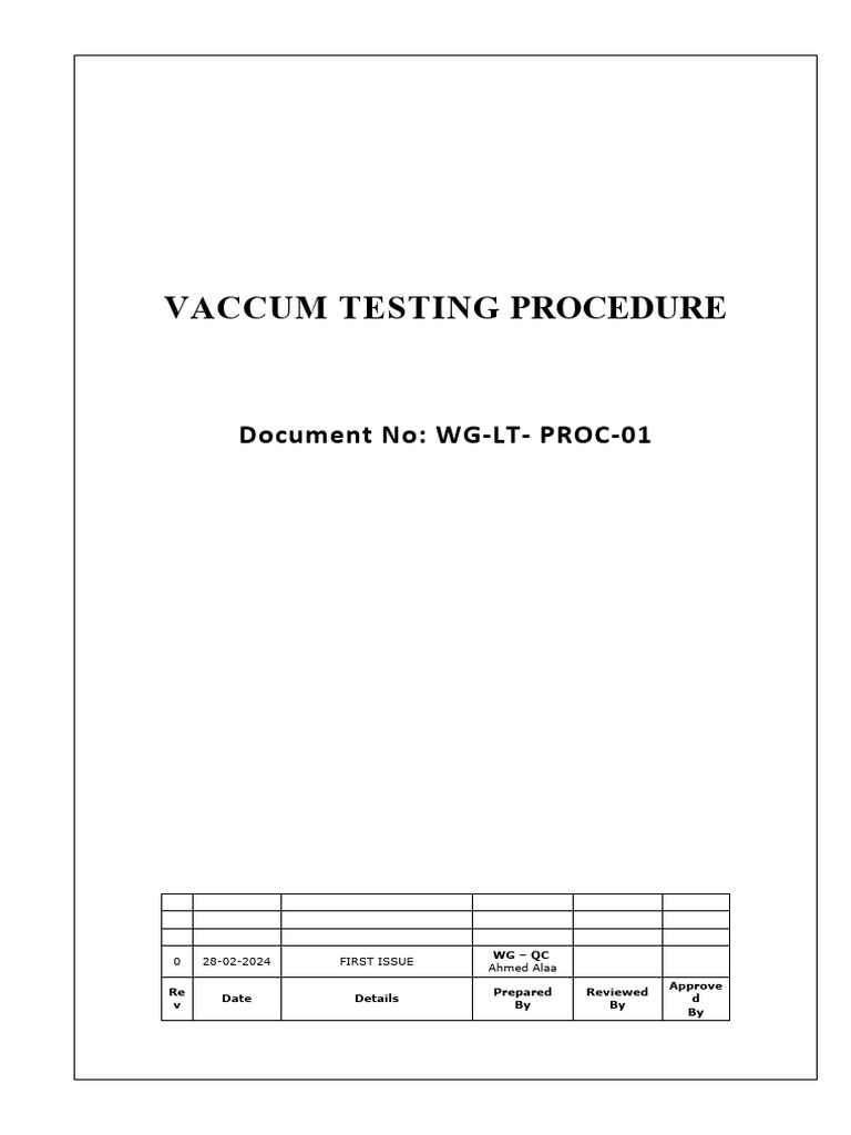 Vacuum Testing Procedure for Piping | PDF