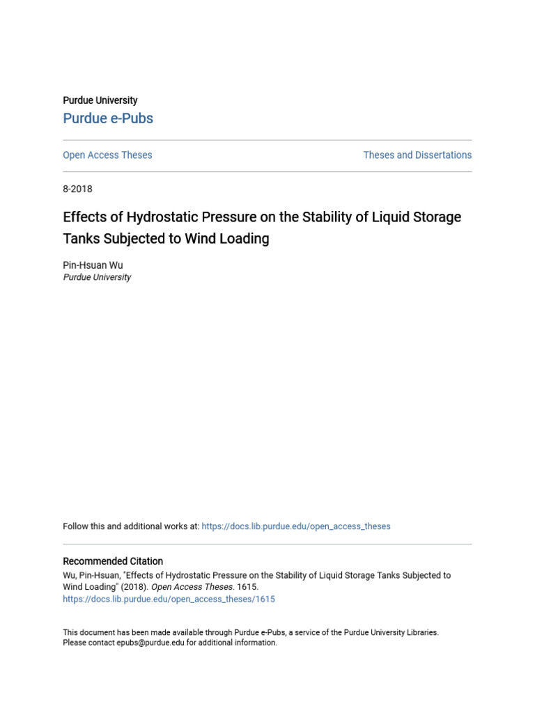 Effects of Hydrostatic Pressure On The Stability of Liquid Storag | PDF ...