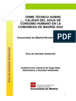 Informe de Calidad Del Agua de Consumo Humano de La Comunidad de Madrid - 2022