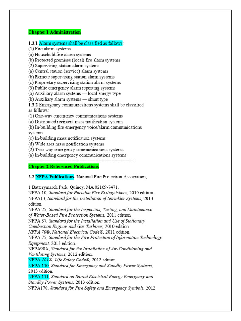 NFPA Summary | PDF