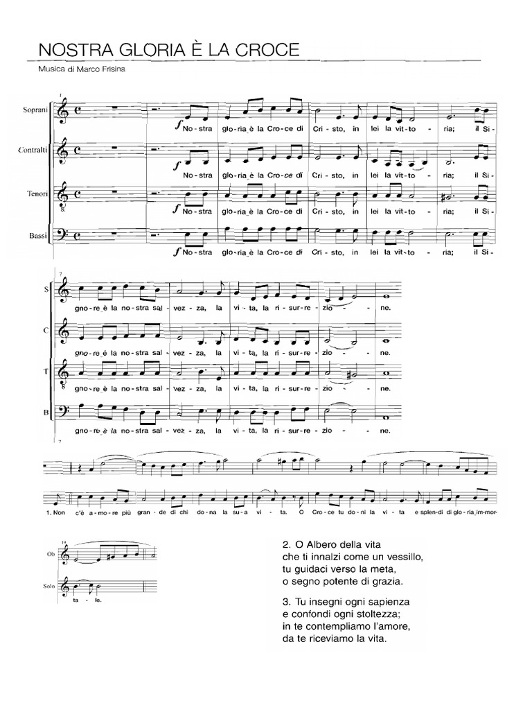 Nostra Gloria è La Croce Di Cristo Testo Nostra Gloria È La Croce | PDF