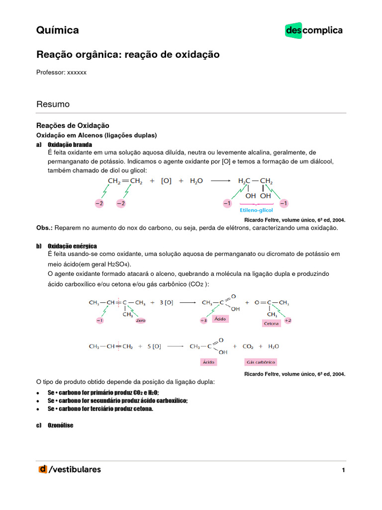 Química-Reação Orgânica Reação de Oxidação-2019 | PDF | Aldeído ...