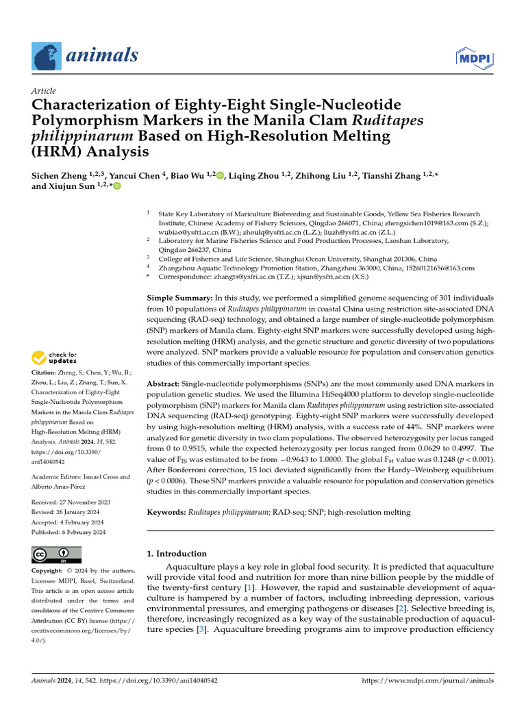 Animals 14 00542 pdf single nucleotide polymorphism dna sequencing