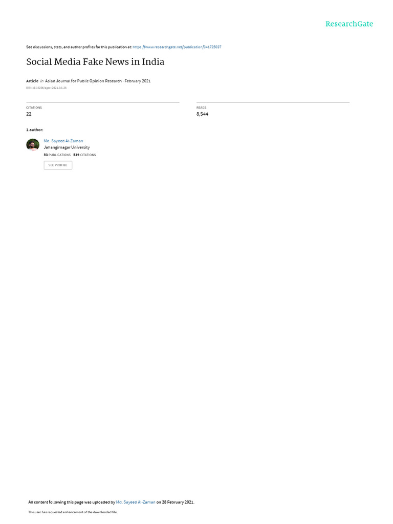 Social Media Fake News Trends in India | PDF | Social Media | Popular ...
