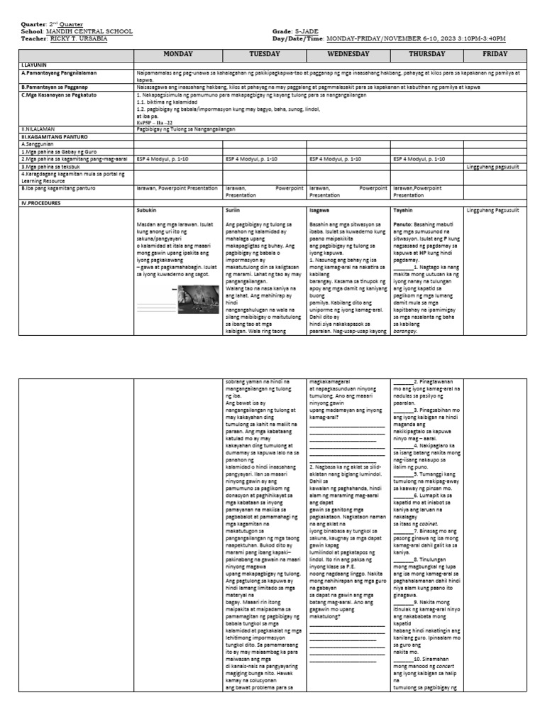 DLL - Esp 5 - Q2 - W1 | PDF