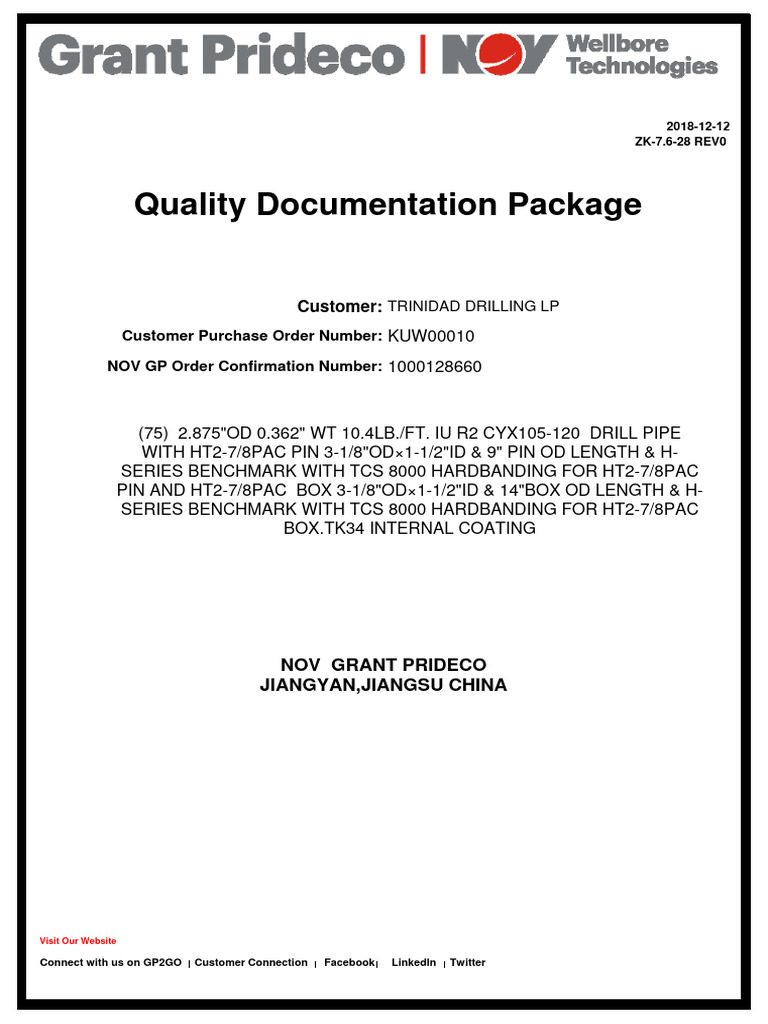 E.1.8.1-COC-2-7.8 Inch (75 Jts DP) | PDF | Pipe (Fluid Conveyance ...