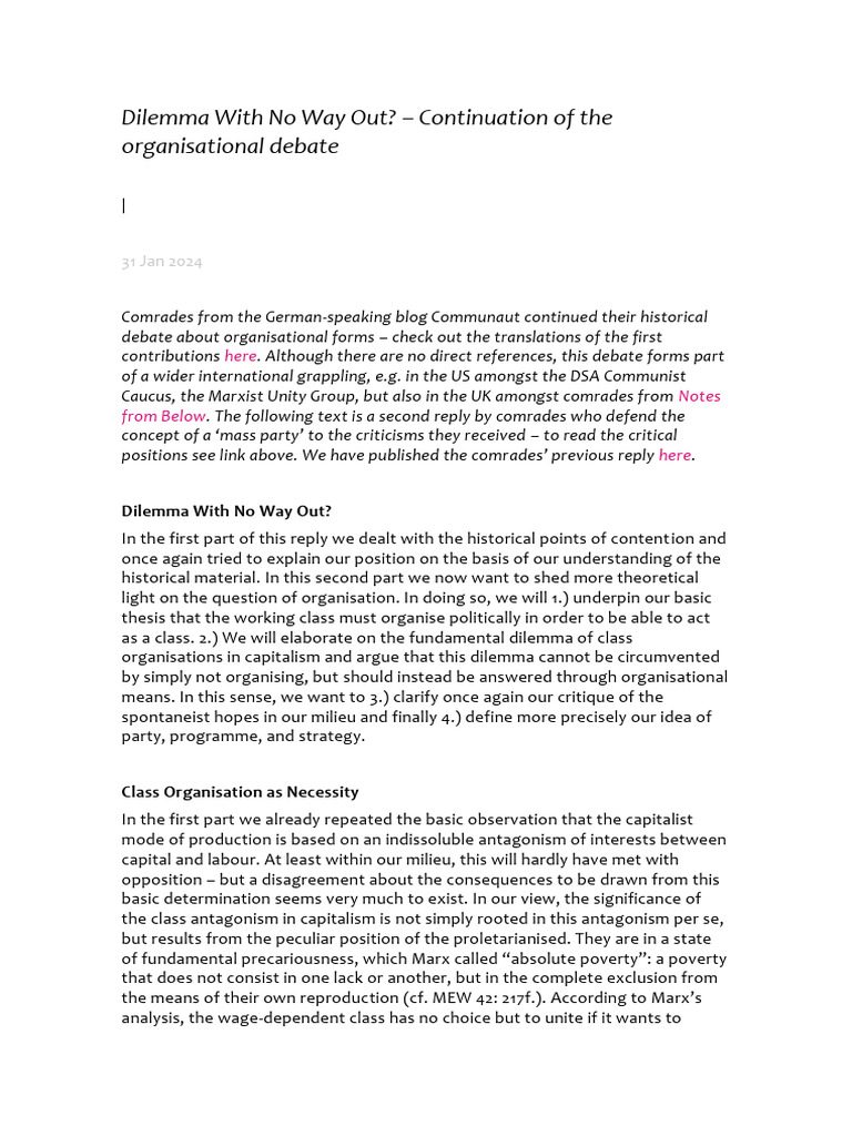 Dilemma with no way out download free pdf karl marx communism
