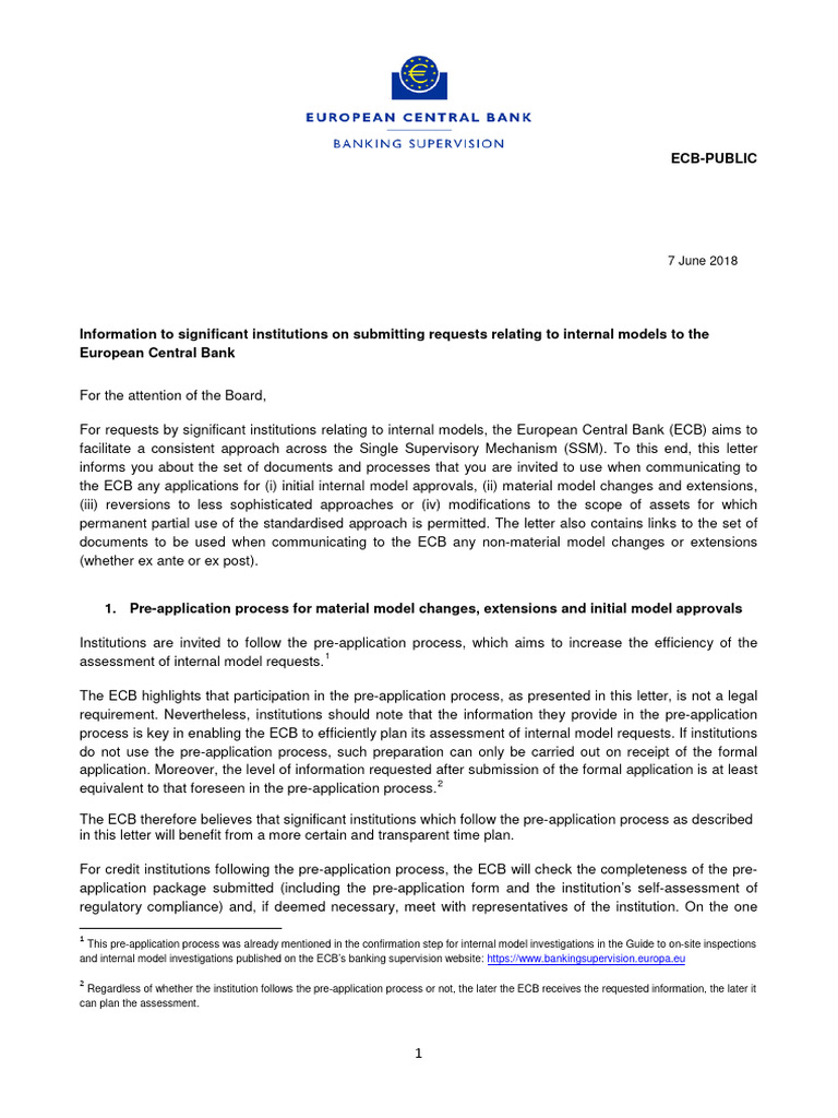 ECB Guidance on Internal Model Requests | PDF | European Central Bank ...