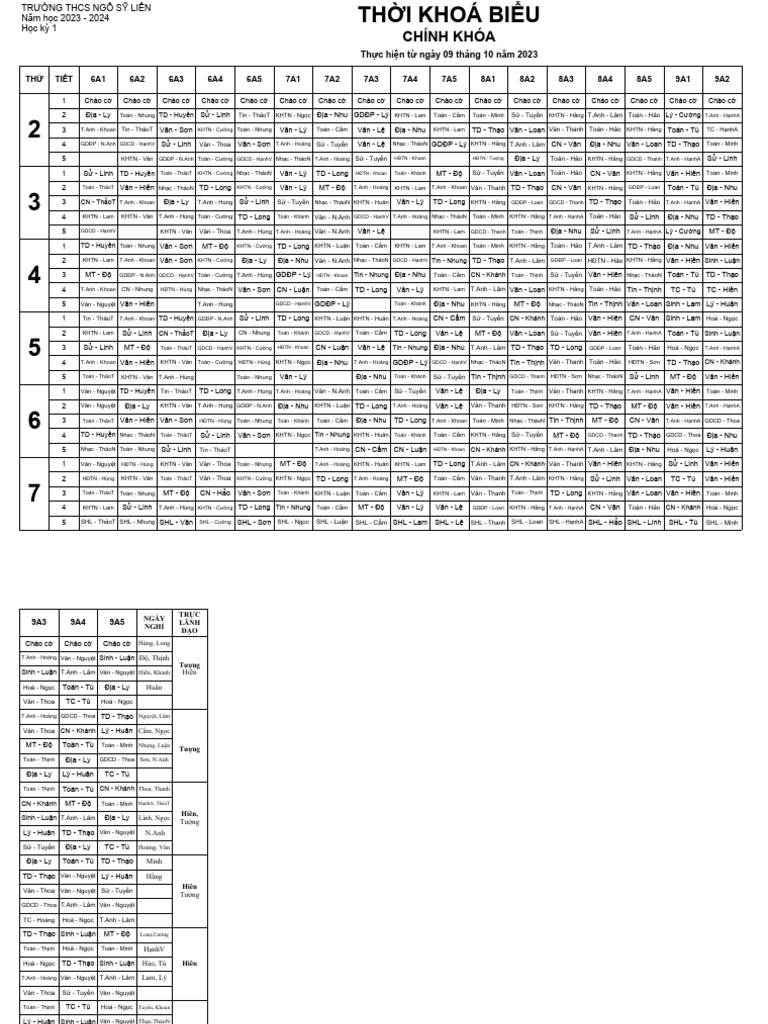 TKB SỐ 2 (09.10.2023) - CHÍNH THỨC | PDF