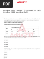 October 2022 Paper 1 Conduced On 13th October 2022 Morning Shift 2