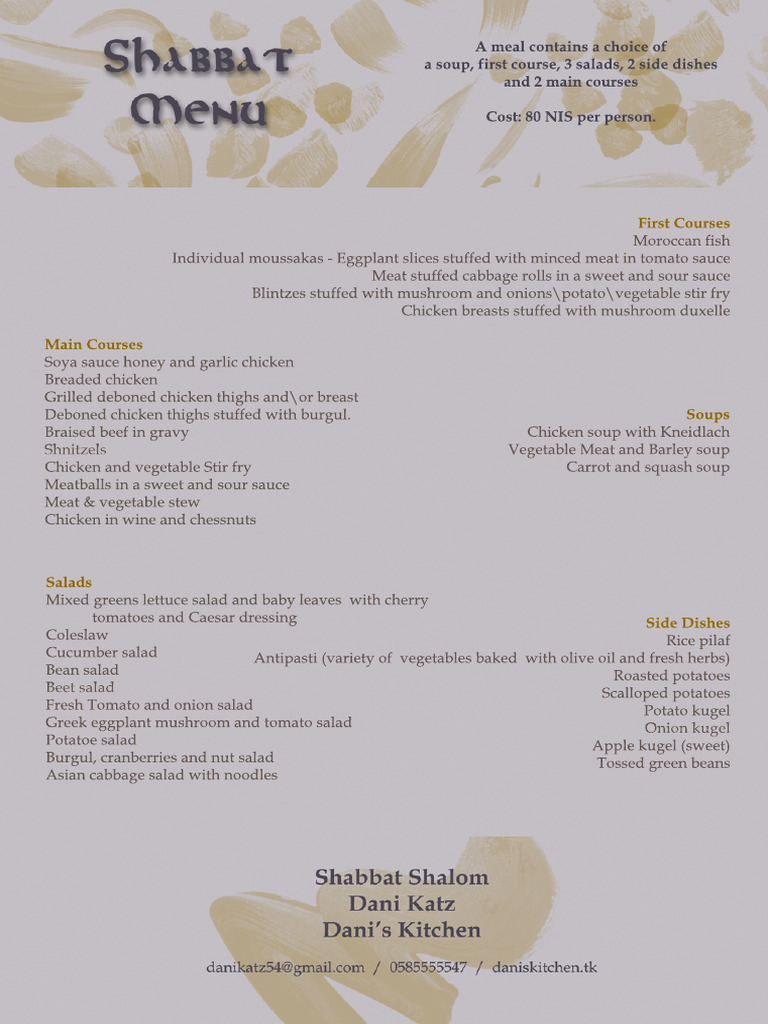 Shabbat Menu | PDF