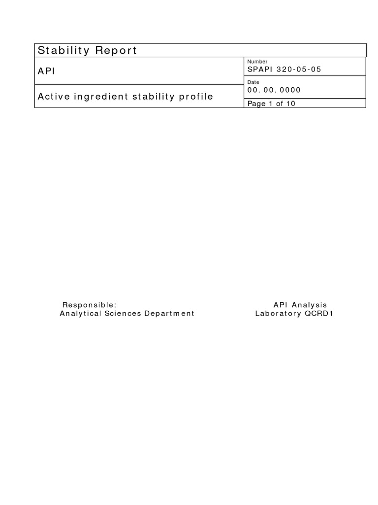 API Stability Report SPAPI 320-05-05 | PDF | Pharmaceutical Formulation ...