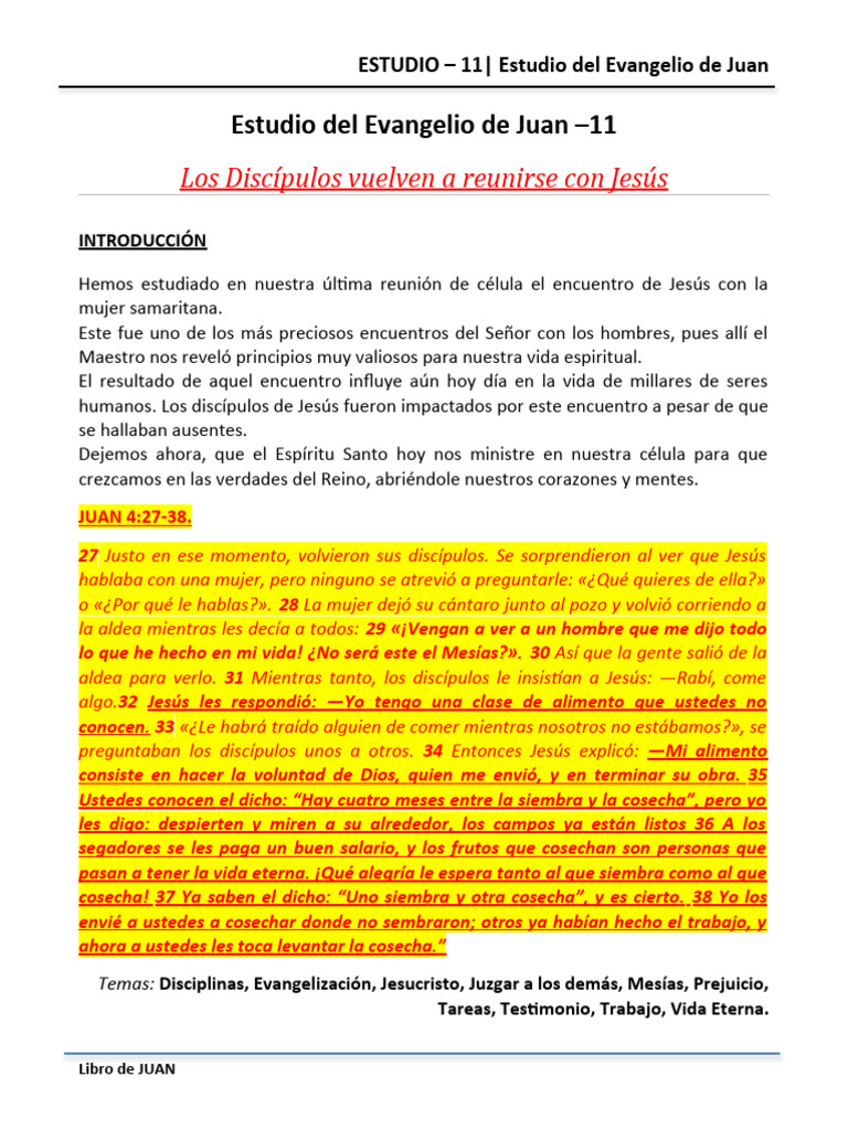 Juan Estudio Nro 11 Los Discípulos Vuelven A Reunirse Con Jesús