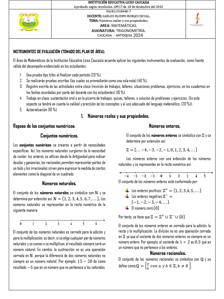 Plan de Decimo I Periodo 2024 | PDF | Entero | Número Real