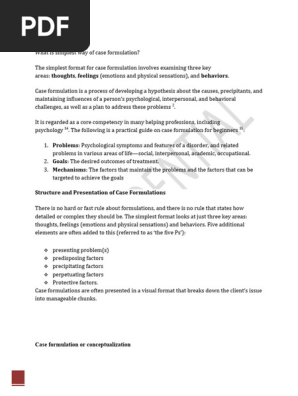 Case Conceptualization Based on Psychological Theory