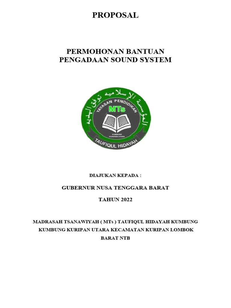 Permohonan Bantuan Sound System MTs | PDF