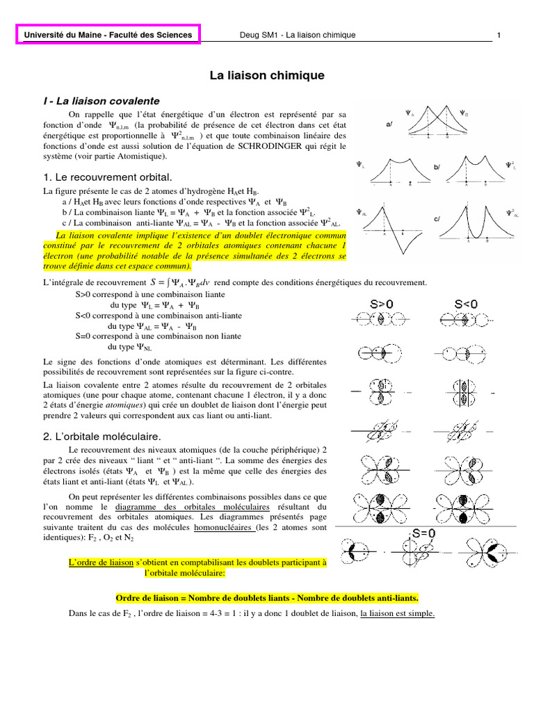 La liaison chimique et ses principes | PDF | Liaison chimique | Liaison ...