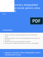 Tema 3. Estructura Social y Desigualdad Social. Clase Social, Género, Etnia y Diversidad.