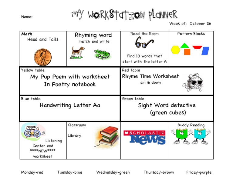 Weekly Workstation Planner: Oct 26 | PDF