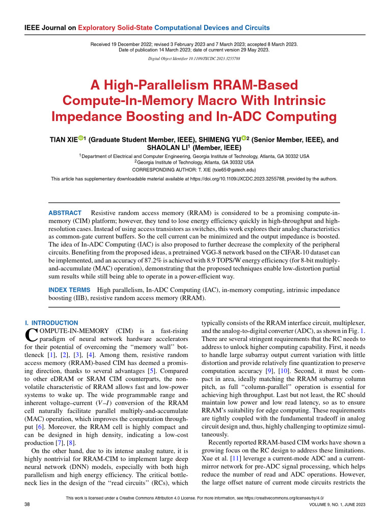 A High Parallelism RRAM Based Compute In Memory Macro With Intrinsic