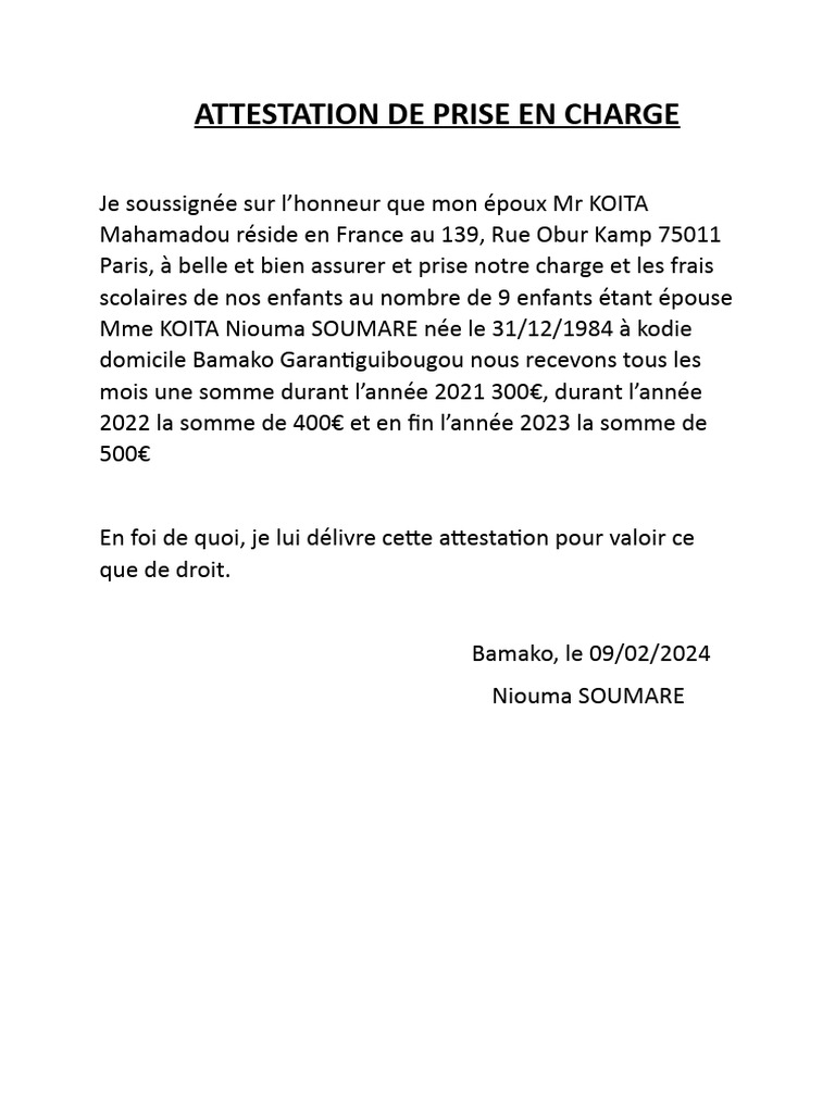 attestation-de-prise-en-charge-2024-pdf-finance-et-gestion