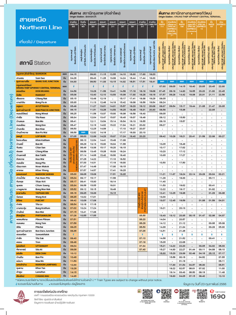 SRT Timetable 2023-04-05 NorthernLine | PDF