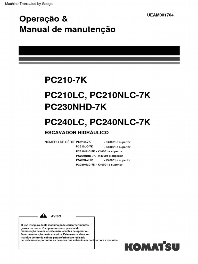 Manual de Operação PC210-7K | PDF | Morte | Informação