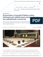 Encerrada A Consulta Pública Sobre Interesse em Editais para Novas Outorgas de Radiodifusão Comercial - Português (Brasil)