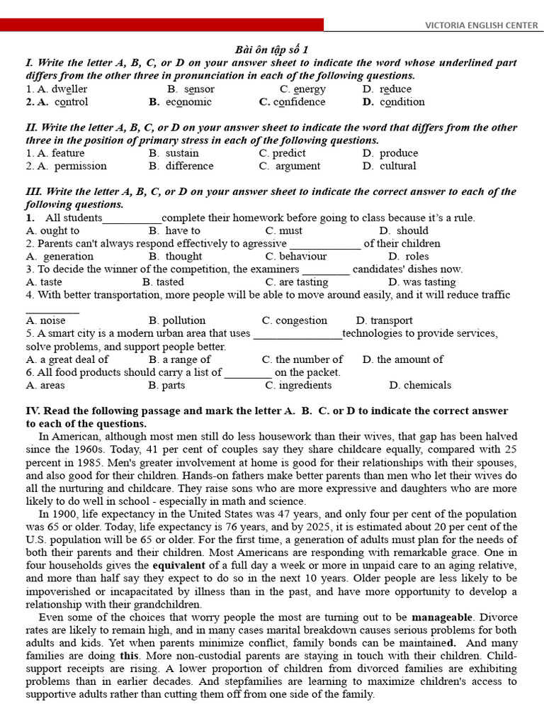 English Exam Prep for Students | PDF | Divorce | Wife