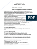 Manual de Procedimiento para Asegurar Inocuidad de Los Alimentos