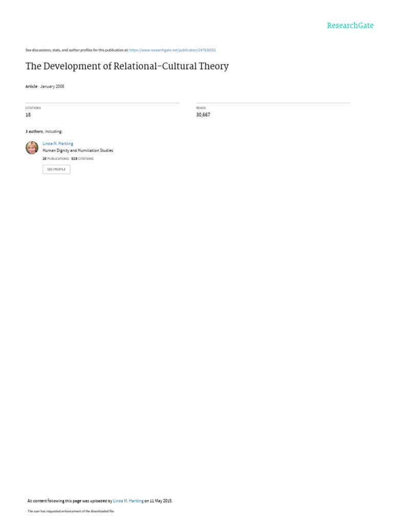 The Development of Relational-Cultural Theory | PDF