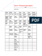 Worksheet 6 - Physical Description