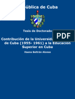 República de Cuba. Tesis de Doctorado. Contribución de La Universidad Masónica de Cuba A La Educación Superior en Cuba