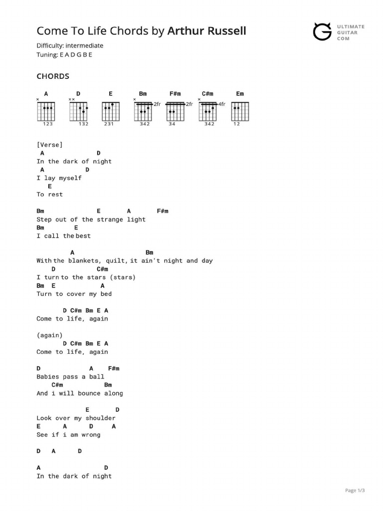 Come To Life Chords PDF