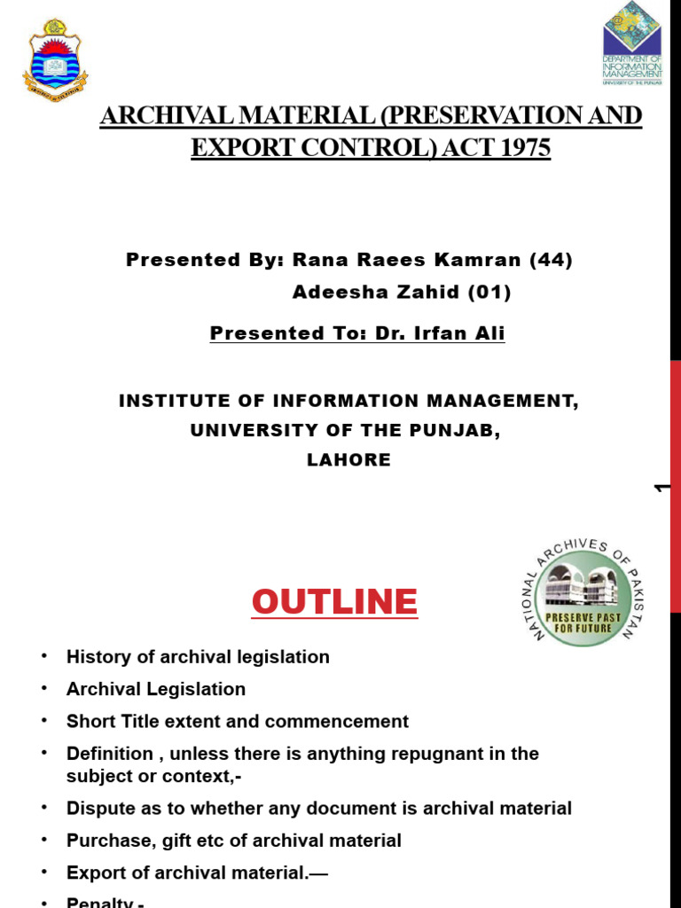 Archival Material Preservation Act 1975 | PDF | Pakistan | Federal ...