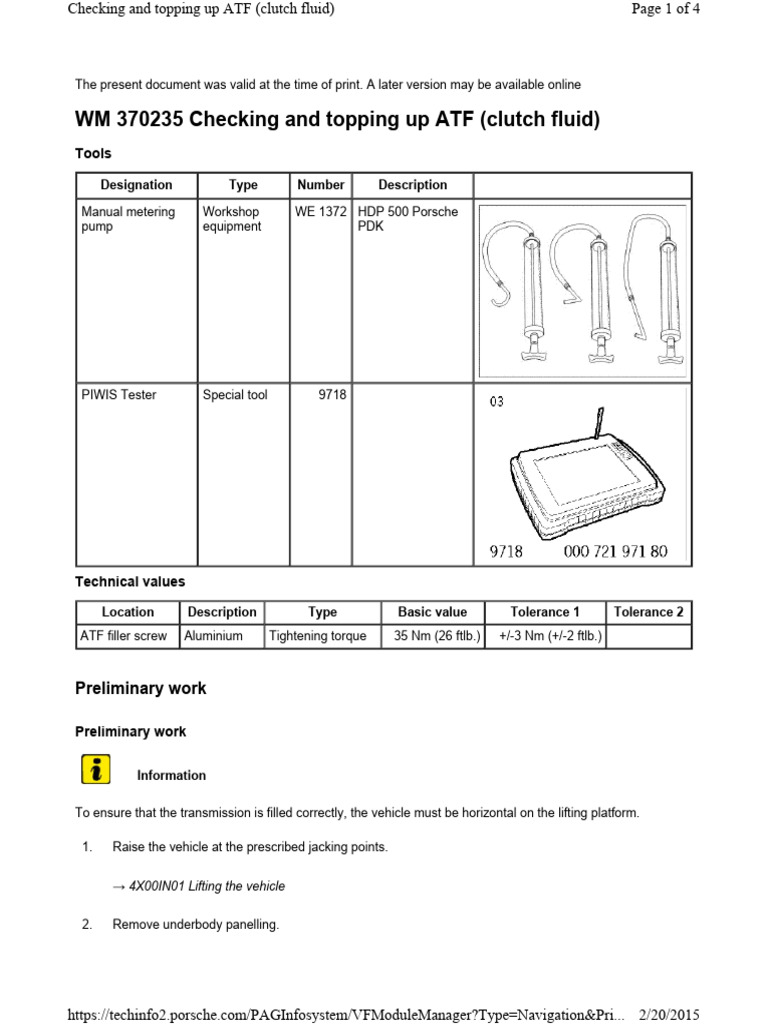 WM 370235 Checking and Topping Up ATF (Clutch Fluid) | PDF | Manual ...