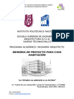 Memoria de Proyecto para Casa Habitación