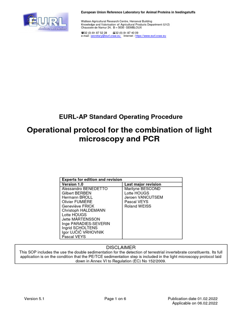 EURL-AP SOP for Animal Protein Detection | PDF | Polymerase Chain ...