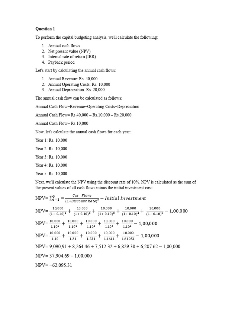 Capital Budgeting and Investment Analysis | PDF | Net Present Value ...