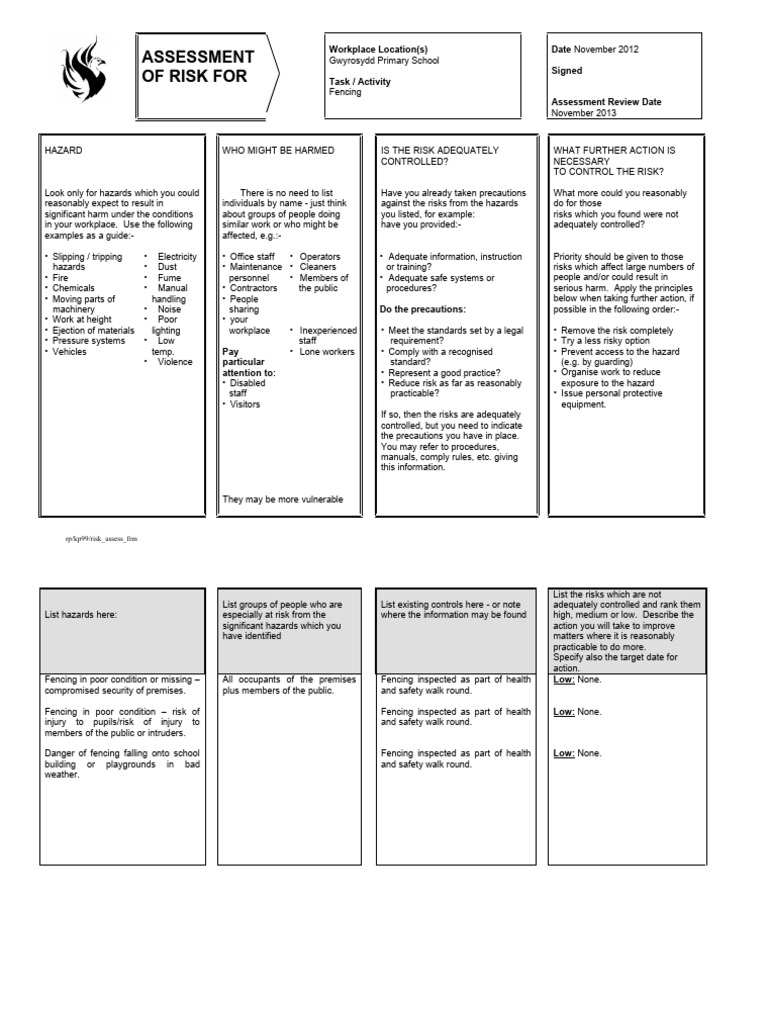 Fencing Risk Assessment | PDF | Risk | Safety