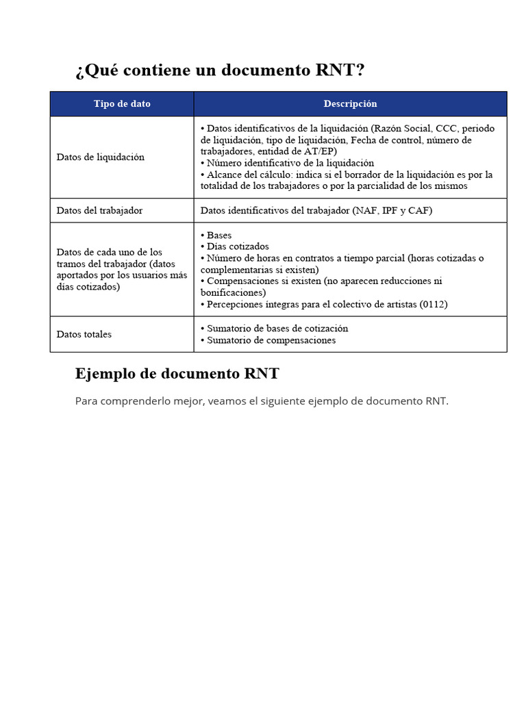 Diferencias y Contenido de RNT y RLC | PDF | Liquidación | Bancos