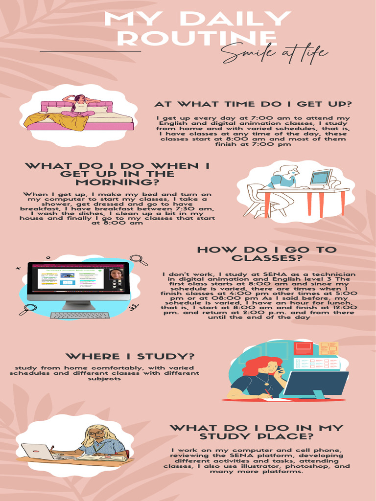 Daily Routine Infographic Summary | PDF | Language Arts & Discipline