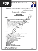 Chemistry 10th Imp Short & Long Questions 2024