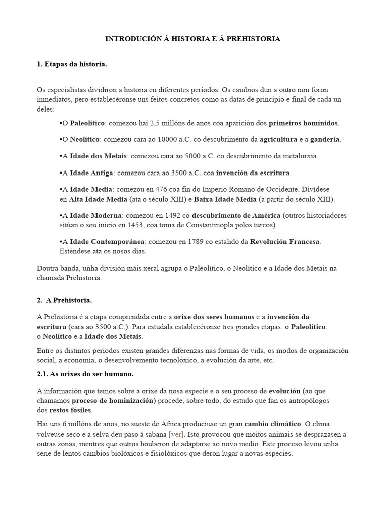 Tema 7 Introd A Prehistoria E Historia Pdf