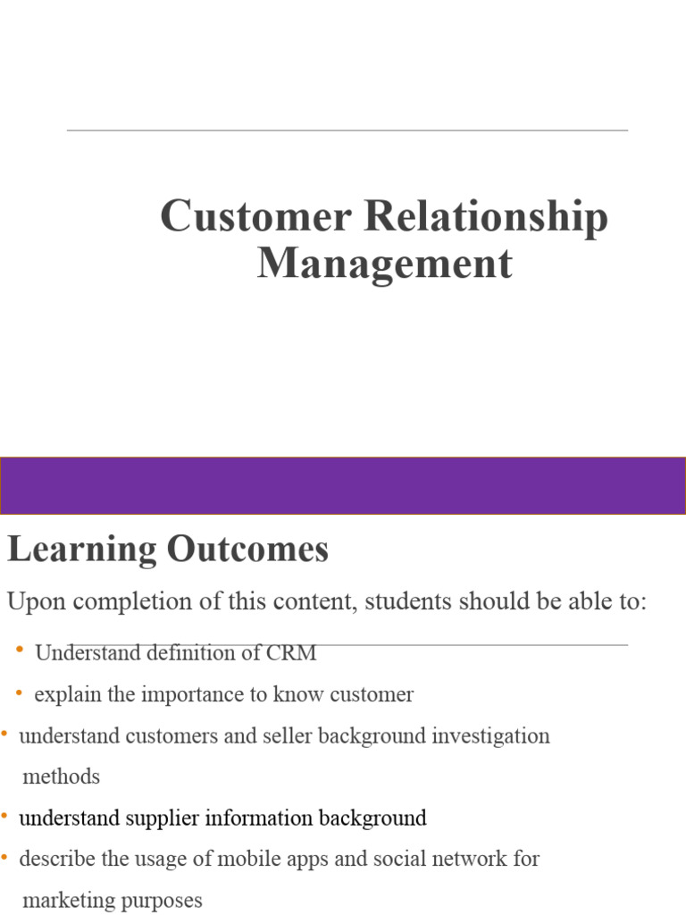 Understanding Customer Relationship Management | PDF | Business